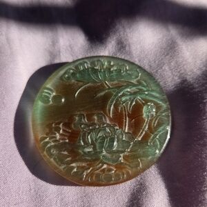 Vintage Carved Water Lily Pendant